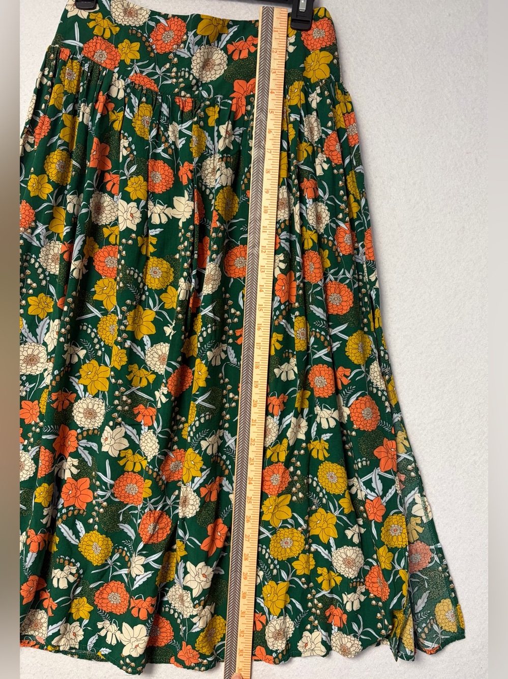 Natural Life Addie Floral Maxi Skirt Green Size M 100% Rayon Boho Minimalist - Picture 10 of 11